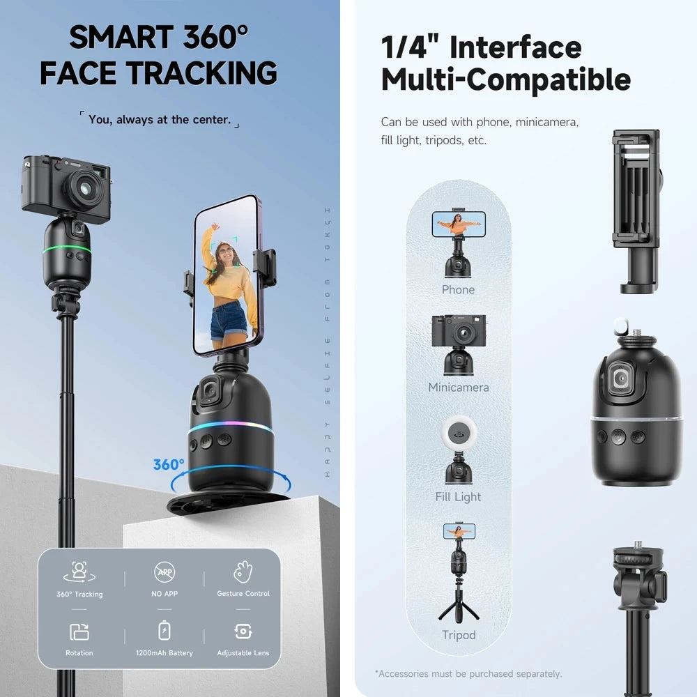 P03  AI Smart Gimbal 360° Auto Face Tracking Gimbal All-in-one Rotation For Smartphone video Vlog Stabilizer Phone Holder